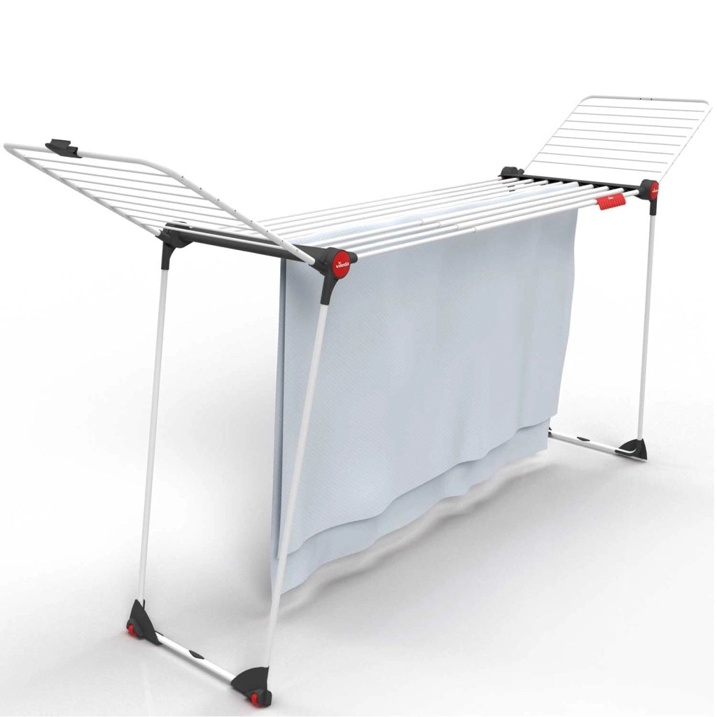 Stendino Infinity Flex Plus in Acciaio Verniciato Estensibile fino a 2 Metri con Ali Alte e Ruote Vileda