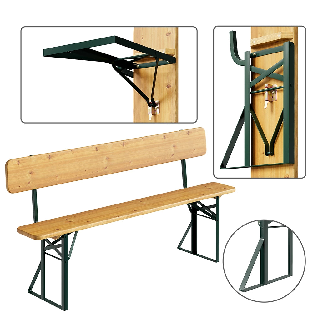 Set Birreria con 2 Panche e Tavolo Pieghevole Seduta con Schienale Salvaspazio