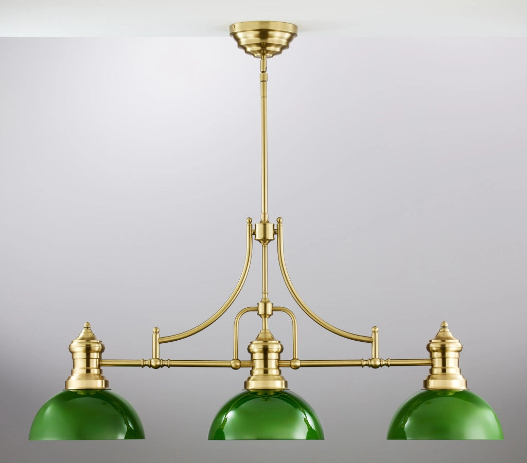 Lampada a sospensione industriale ottone verde 3xE27 Jupiter