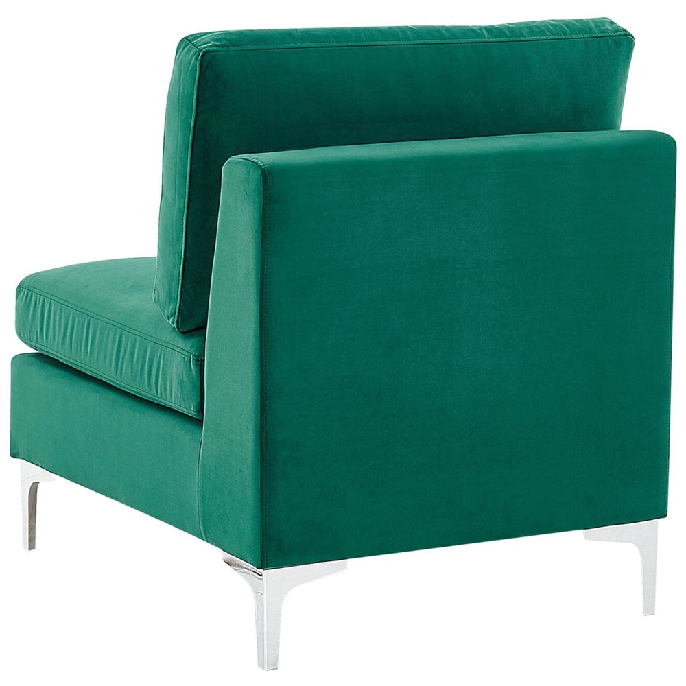 Divano Componibile Velluto Verde 3 Posti Gambe In Metallo Argento Stile Glamour