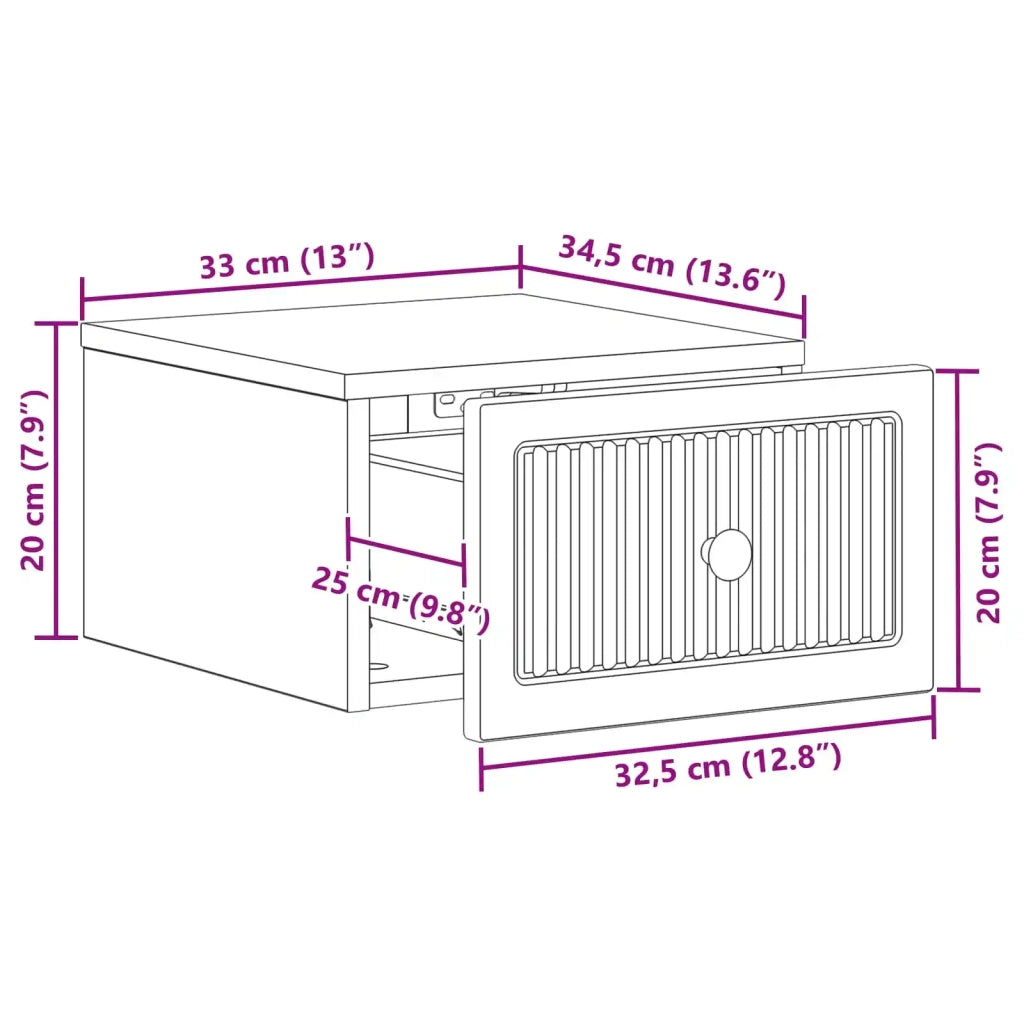 Set di 2 Comodini | Armadio da Notte | Mobiletto da notte a muro Bianco Lucido 33 x 34,5 x 20 cm