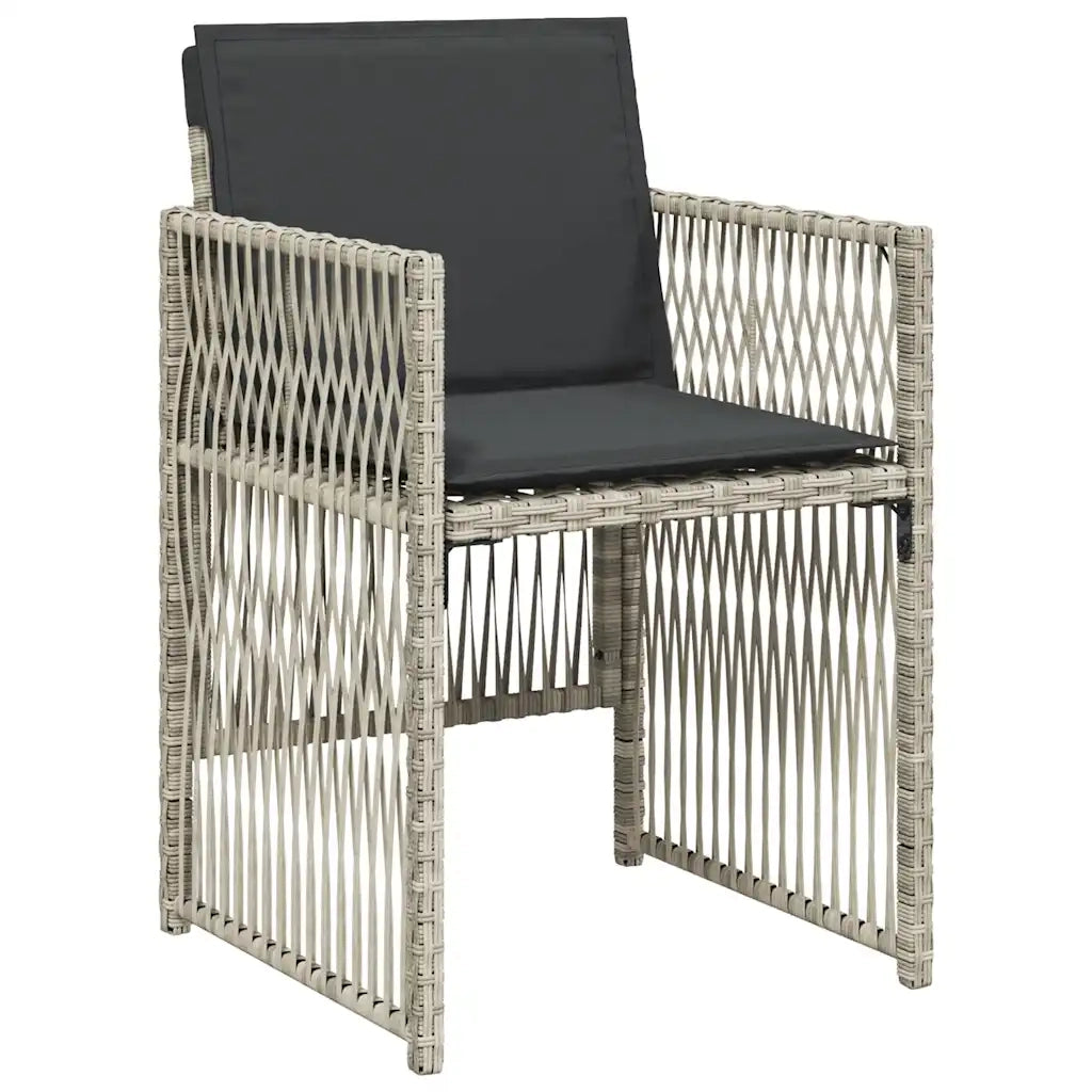 Set Pranzo Giardino 11pz con Cuscini Grigio Chiaro Polyrattan 3210971