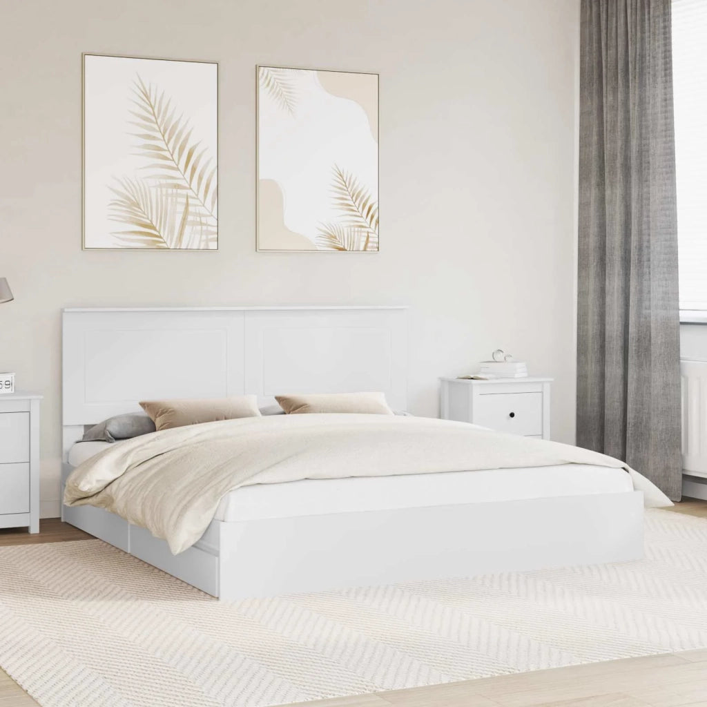 Letto con Contenitore Bianco 180 x 200 cm Legno multistrato 3409524