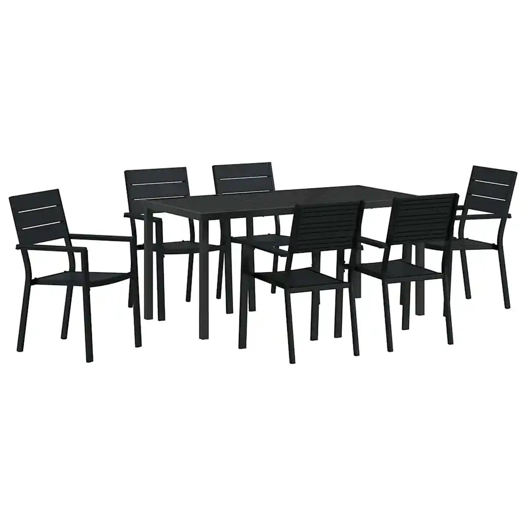 Set da Pranzo per Giardino 7 pcs Nero