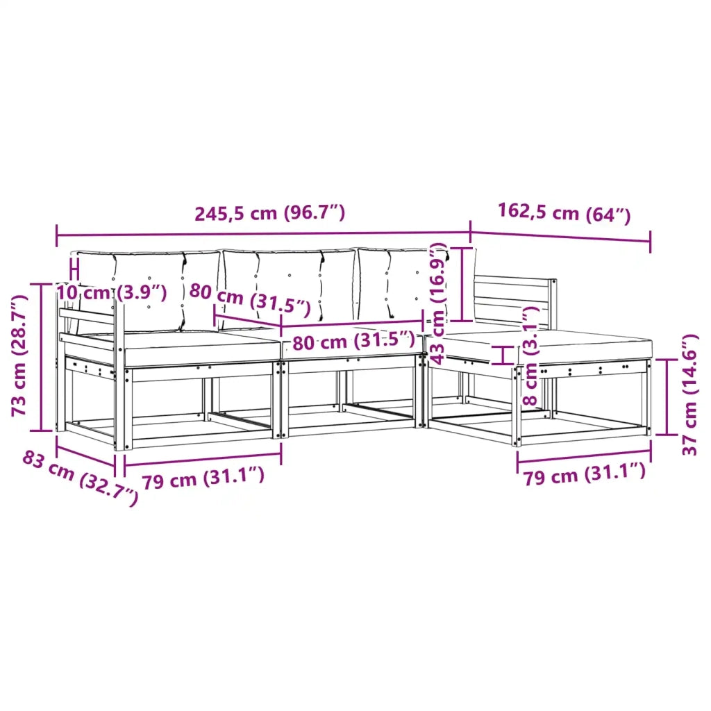 Set di divani da esterno 4 pz Bianco e Beige Poliestere 3386257
