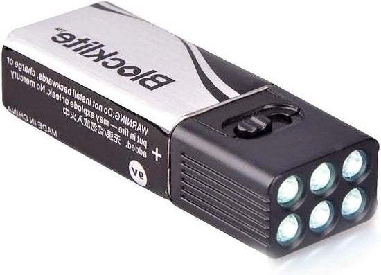 Lanterna LED 9 Volt - compatta e ultra luminosa - luce per campeggio - 1pz