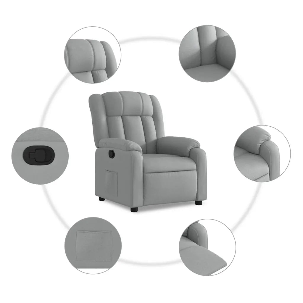 Poltrona reclinabile in tessuto grigio chiaro 3205772