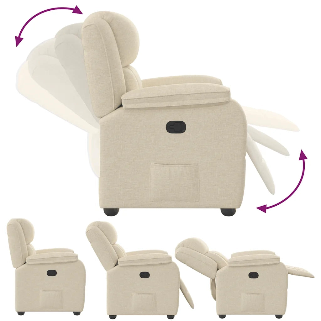 Poltrona | Sedia Relax Reclinabile in Tessuto Crema
