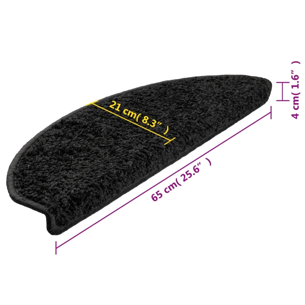 Tappetini per scale 10 pz 65x21x4 cm Nero Semicircolari Grandi 149801