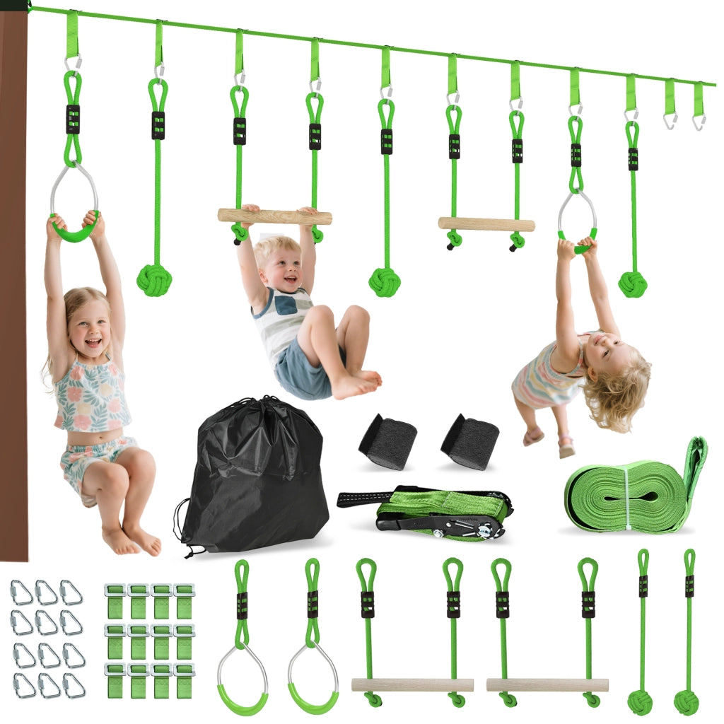 Set Parcours Ninja per Bambini 10m ¨C Minimal ¨C Verde