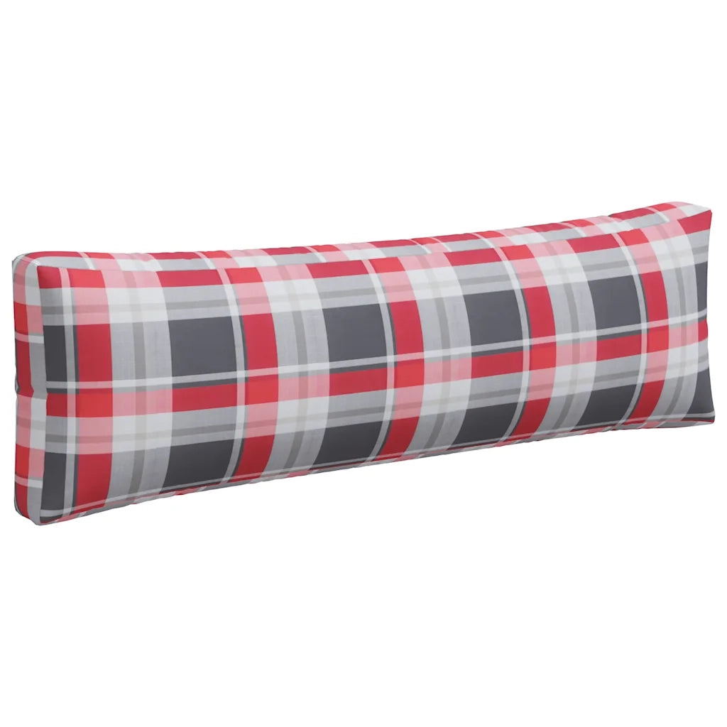 Cuscini per Pallet 3 pz a Quadri Rossi in Tessuto 360957
