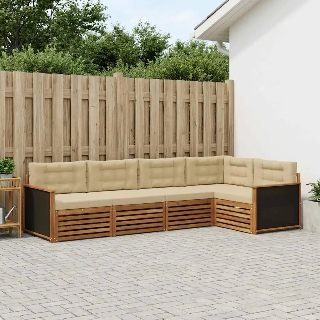 Set di divani da esterno 5 pcs Naturale e Beige 3383346