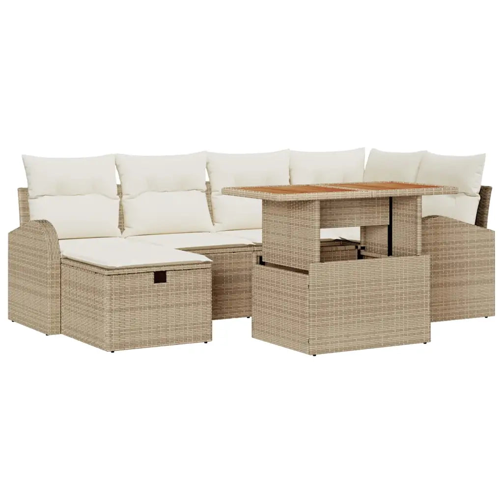 Set Divano da Giardino 7 pcs Beige polyrattan 3361302