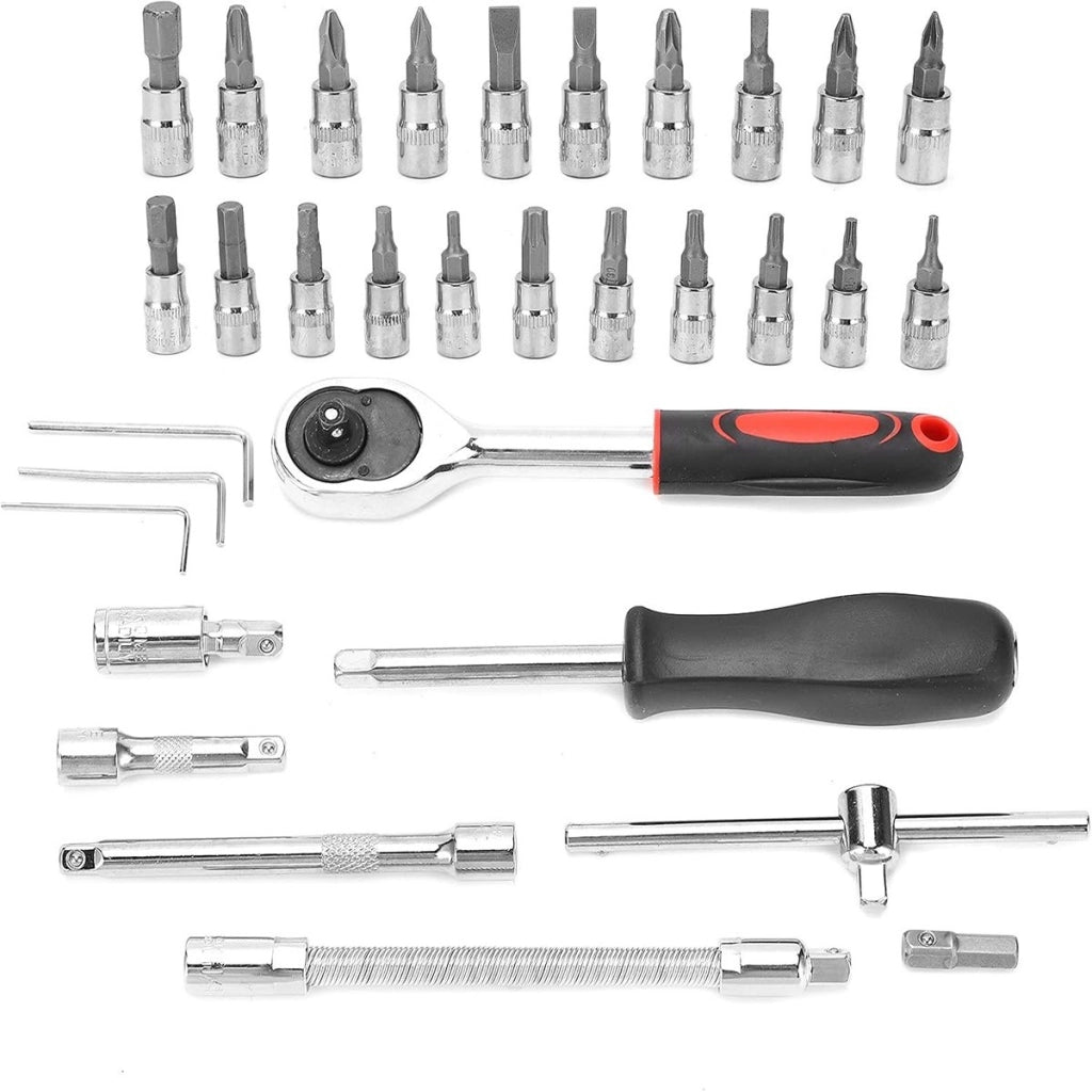 SET BUSSOLE E INSERTI 46 PEZZI 1/4" CR-V CRICCHETTO PROLUNGA VALIGETTA CTC-686