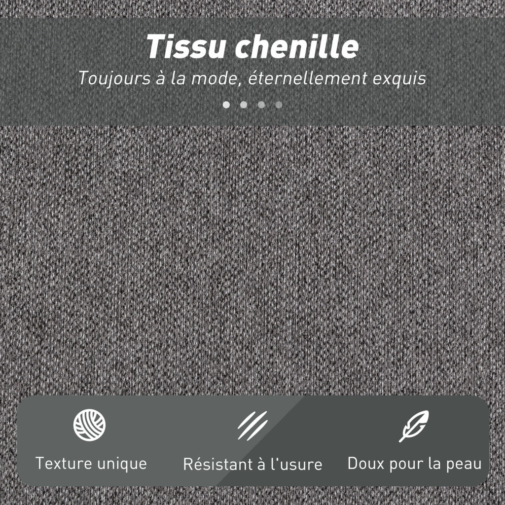 Divano letto 2 posti in tessuto chenille ¨C Xylo ¨C grigio con cuscini e braccioli larghi