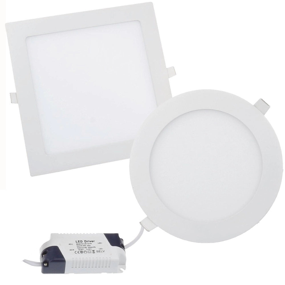 Trade Shop - Pannello Faretto Tondo O Quadrato A Led Da 6 A 25 W Ad Incasso Luce Freddo Caldo -