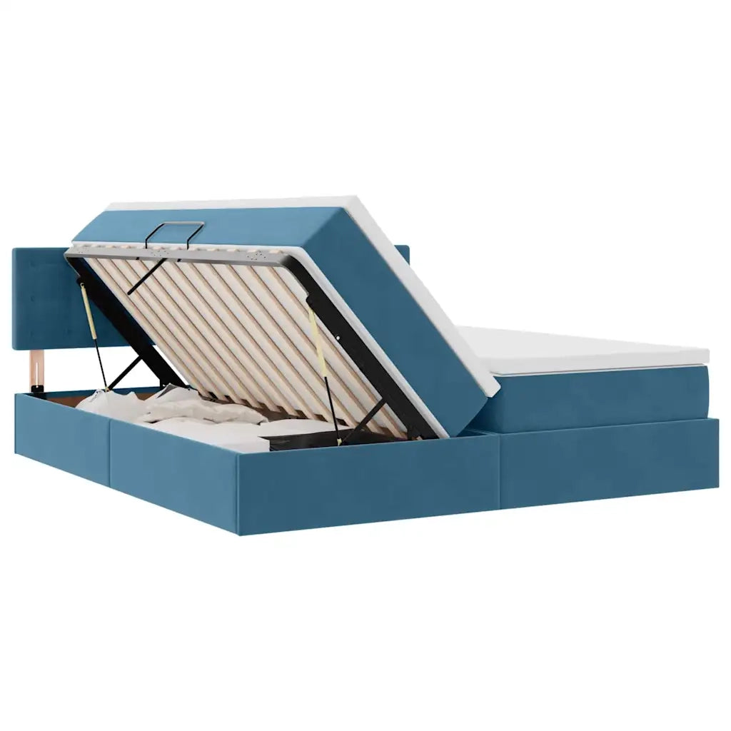Letto con Contenitore con materasso Blu Scuro 100 x 200 cm