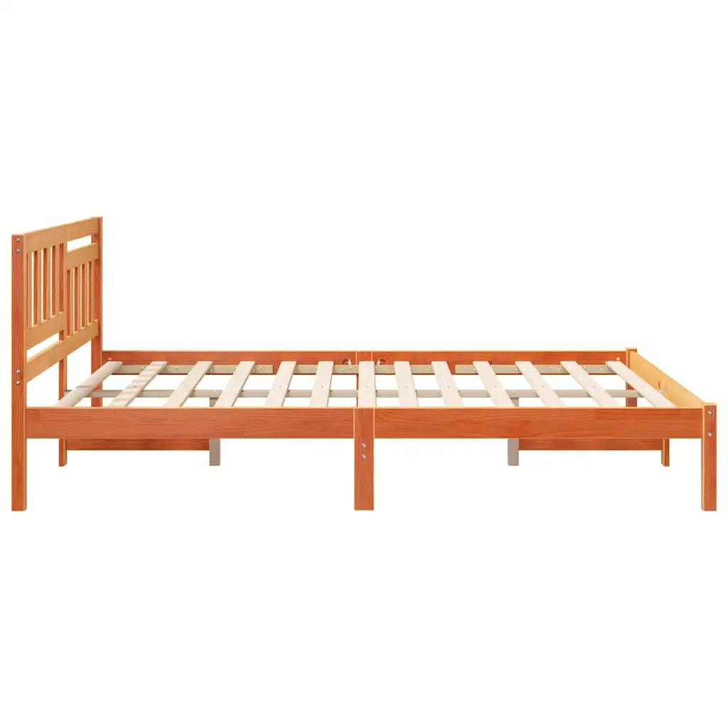 Letto matrimoniale | Letto per adulti | Struttura del letto Marrone cerato 150 x 200 cm Pino massello