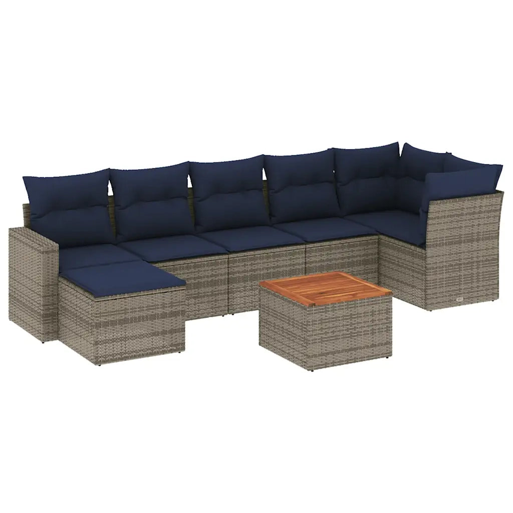 Set Divani da Giardino 8 pz con Cuscini Grigio in Polyrattan 3256565