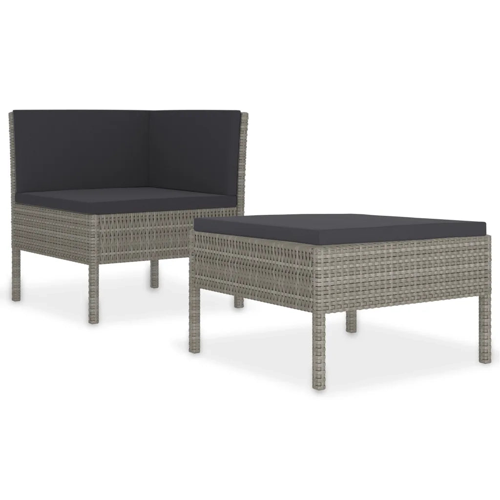 Set Divani da Giardino 2 pz con Cuscini in Polyrattan Grigio 310208