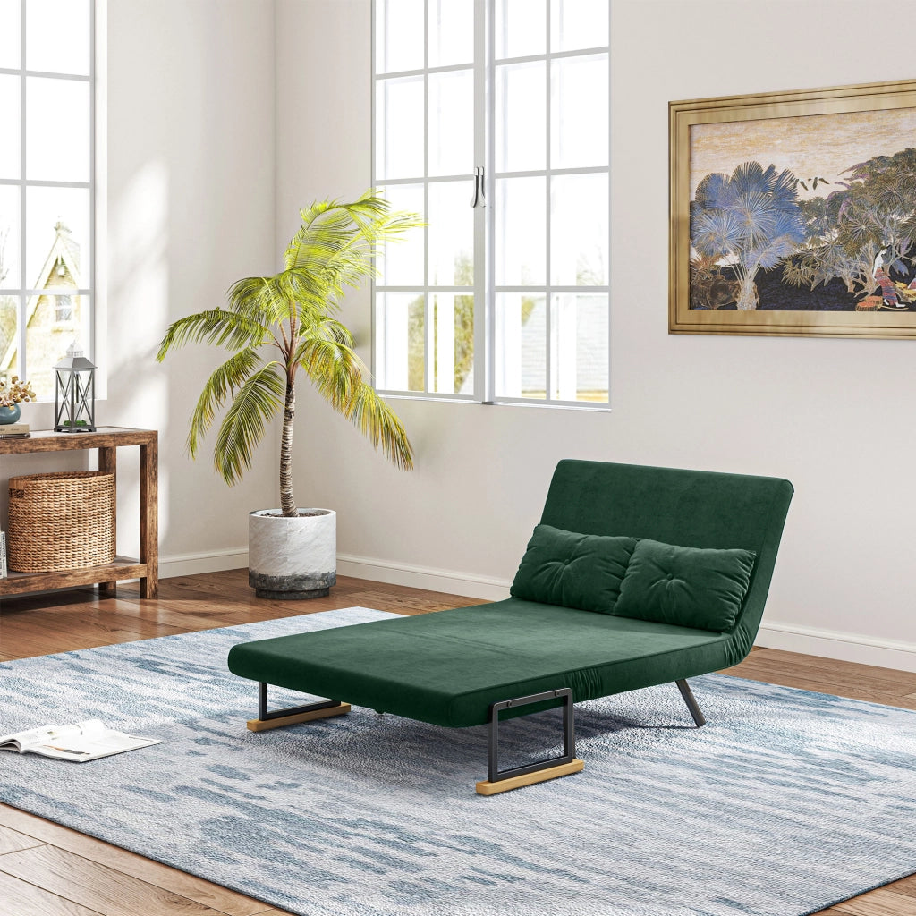 Divano letto 2 posti con schienale regolabile e 2 cuscini ¨C zephmum ¨C verde 102x73x81 cm