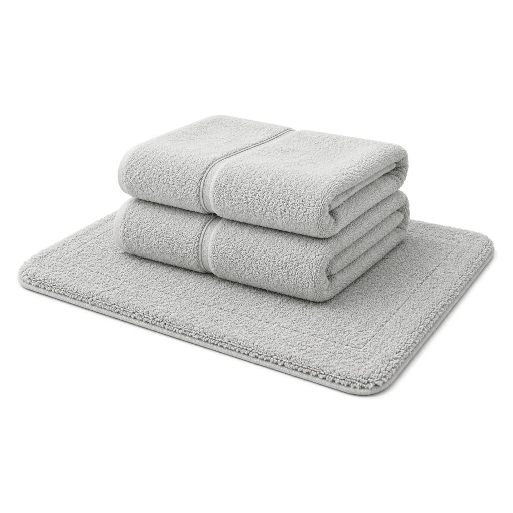 Sanenere, set di Asciugamani 100% Cotone set da 2, Grigio Pietra