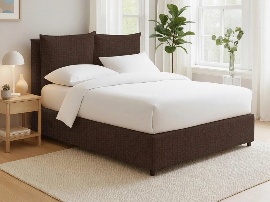 Liskeard, Letto Matrimoniale Sfoderabile Made in Italy, Marrone