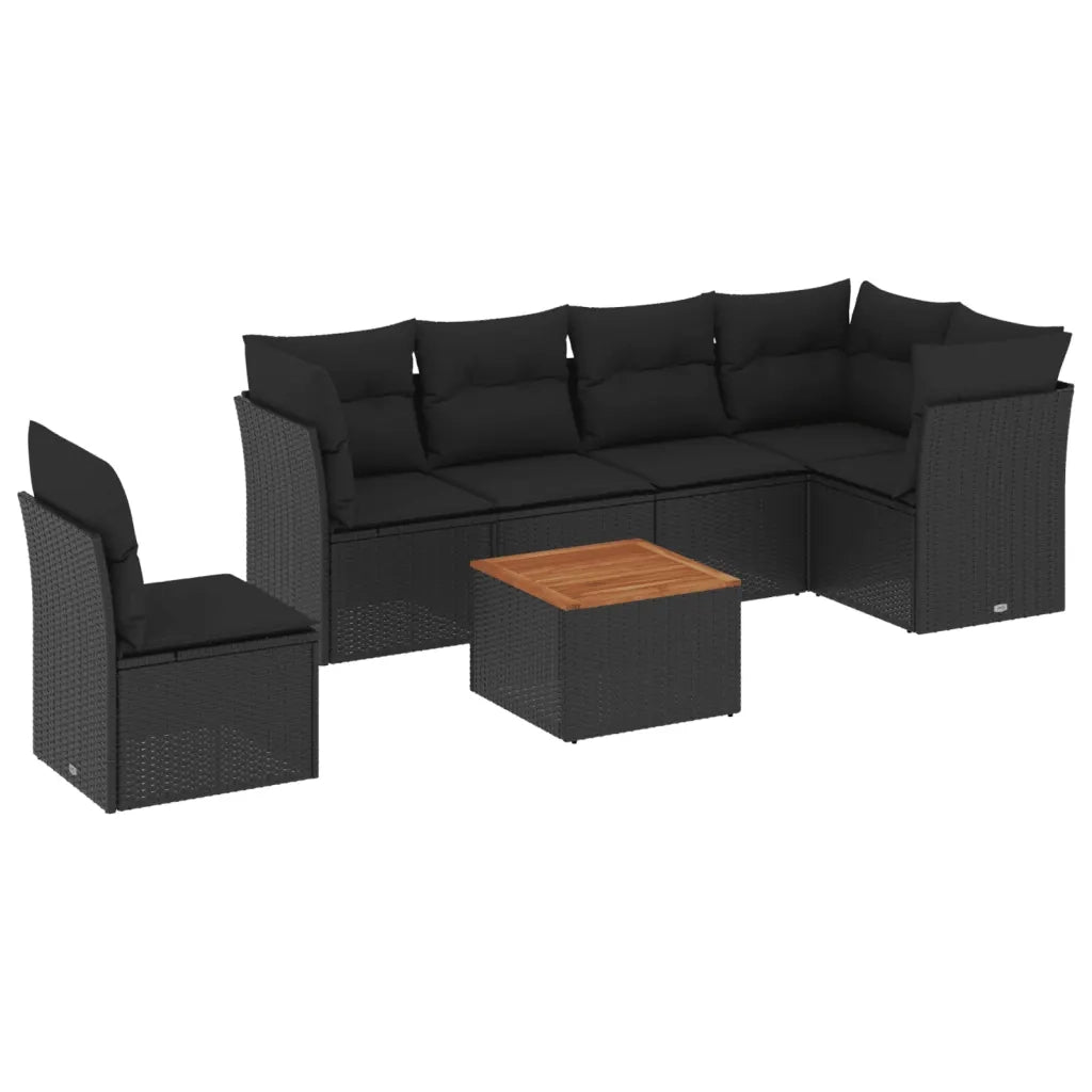 Set Divani da Giardino con Cuscini 7pz Nero Polyrattan 3255992