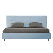 BS COM Letto matrimoniale king size con rete imbottito 200x200 microfibra azzurro