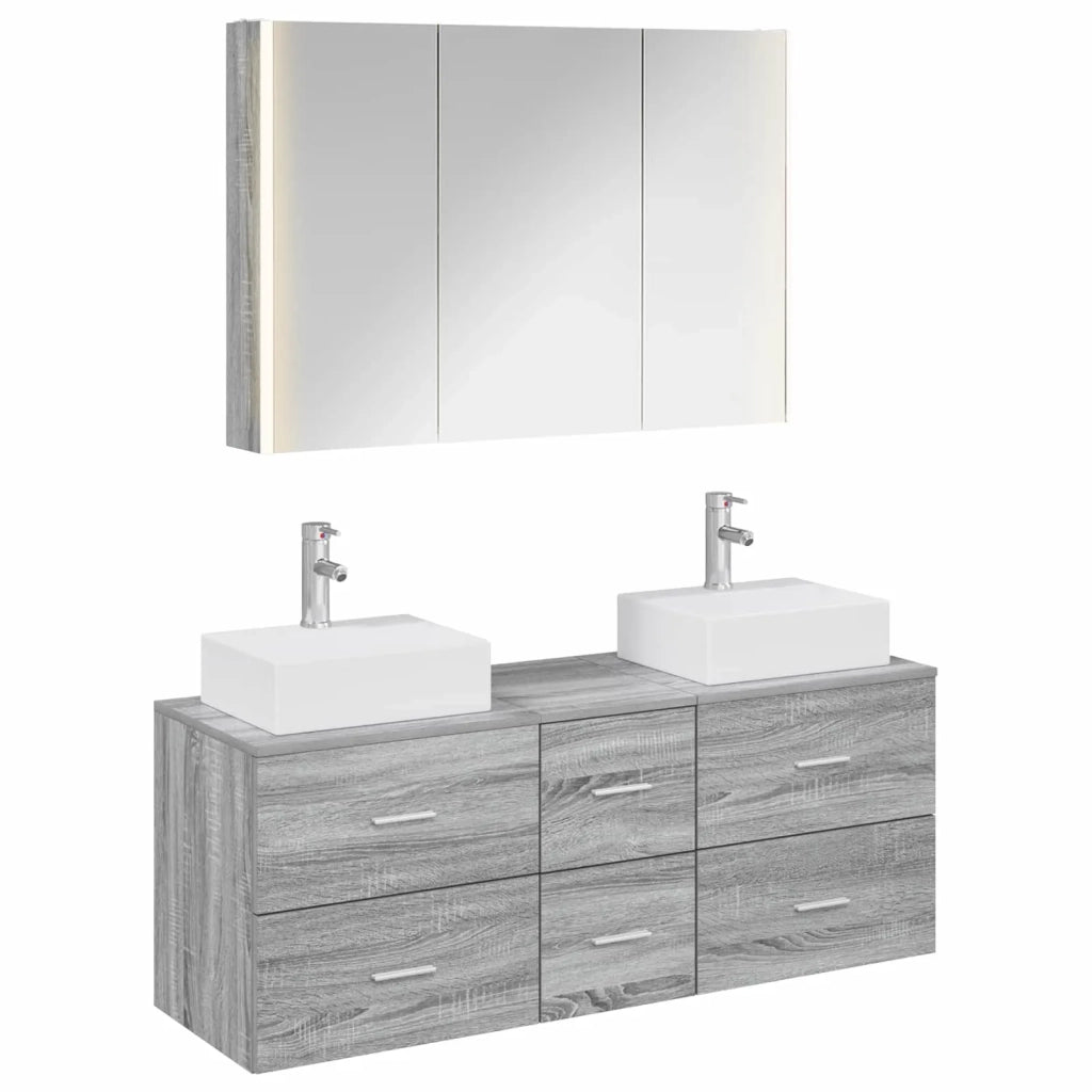 Set di mobili per il bagno 4 pz Sonoma grigio 3406828