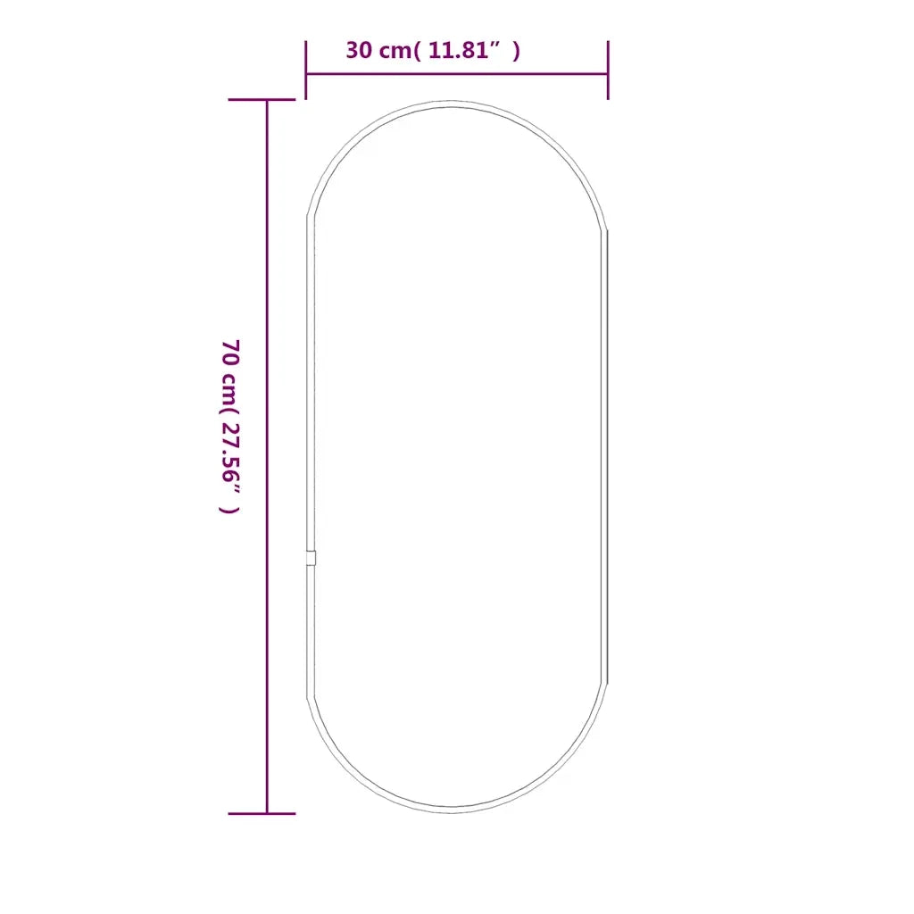 Specchio da Parete | Specchio decorativo Argento 70x30 cm Ovale