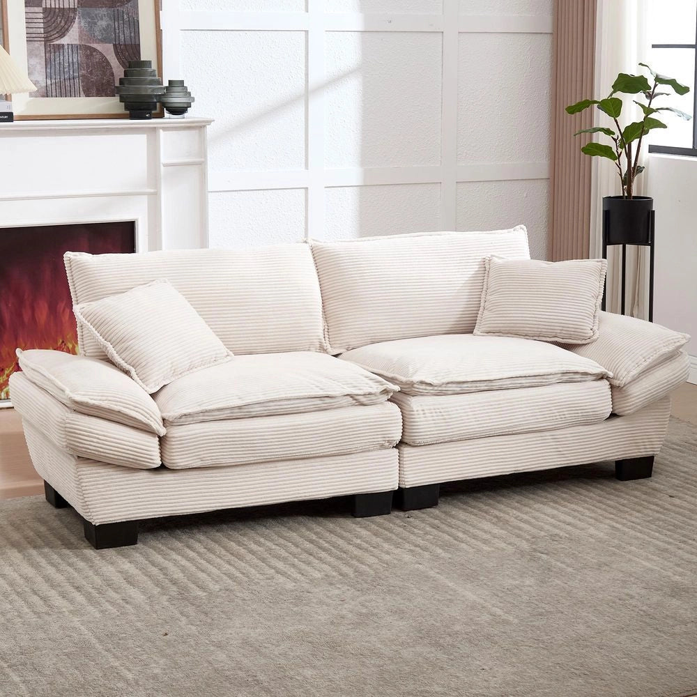 Divano doppio con coperta - Xylo - beige, cuscino, per studio/soggiorno