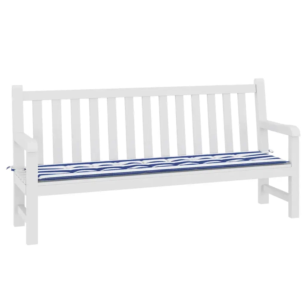 Cuscino Panca | Cuscini per sedie Giardino Righe Bianche e Blu 200x50x4 cm Tessuto