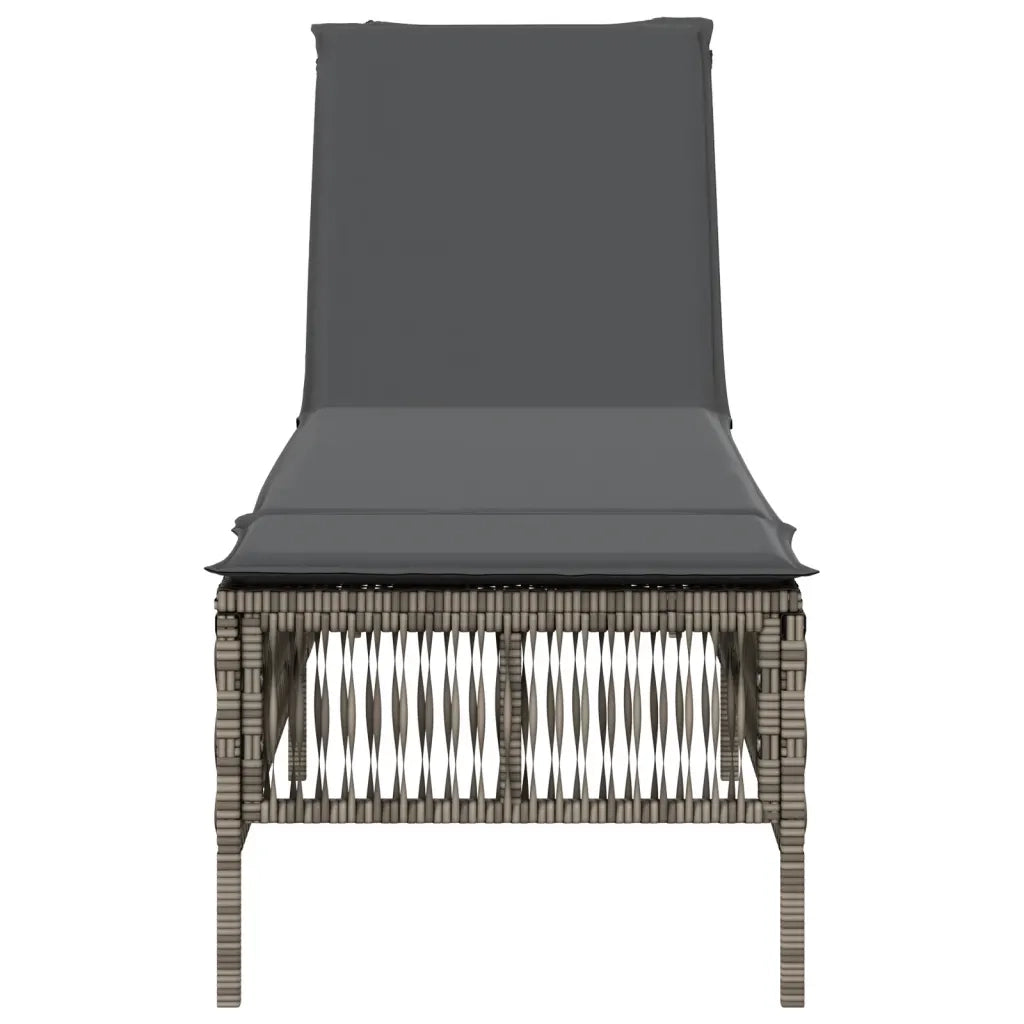 Lettino Prendisole con Cuscino Grigio in Polyrattan 4002739