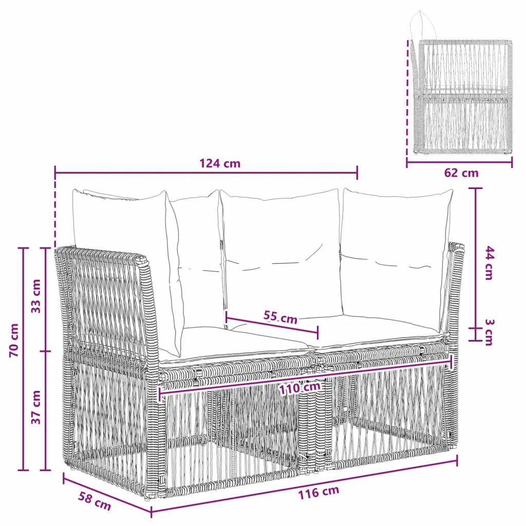Divano da giardino 2-Numero di posti Beige polyrattan 42026697