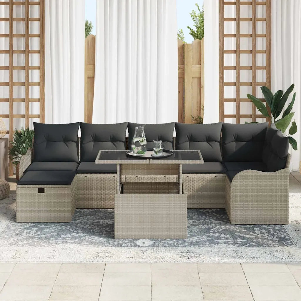Set Divano da Giardino 8 pcs Grigio chiaro Poly Rattan 3361061