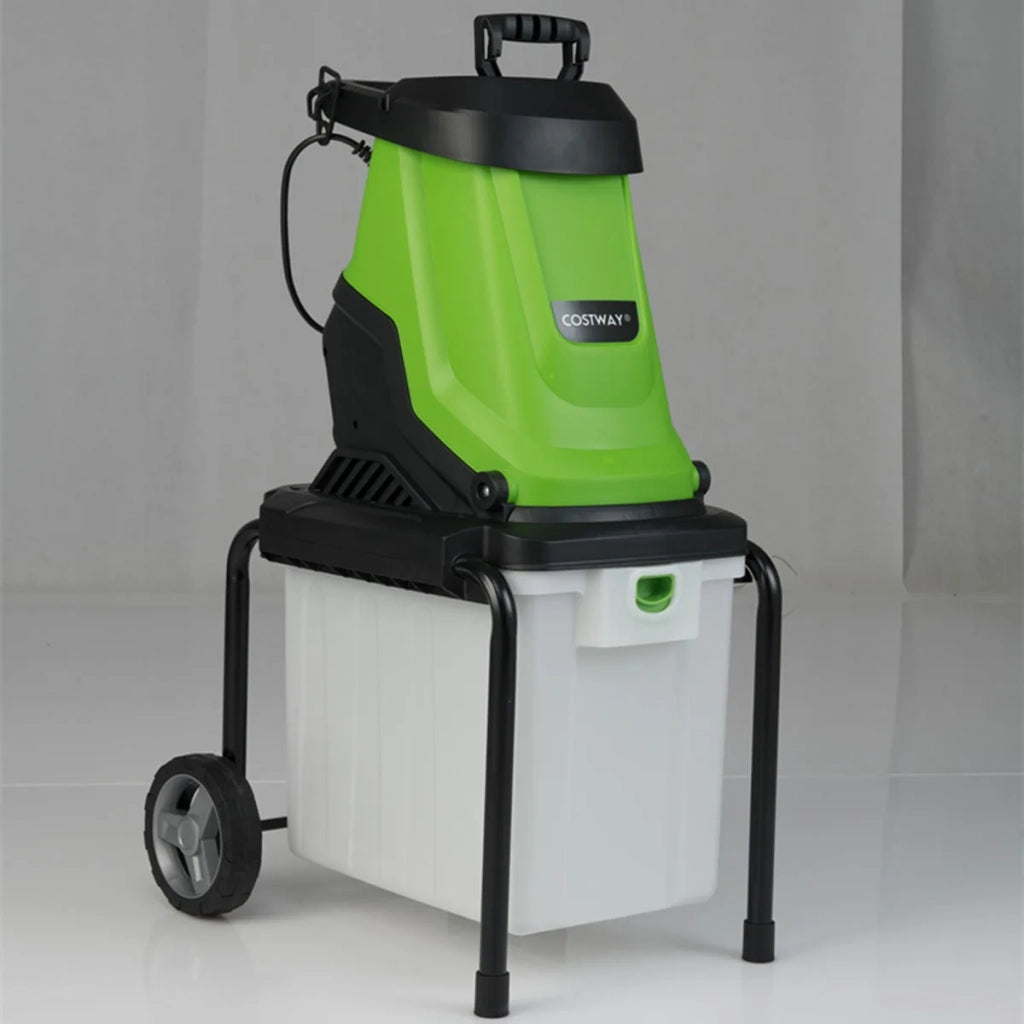 Biotrituratore elettrico da giardino 2800W con contenitore di raccolta 50L trituratore rami taglio 45 mm verde