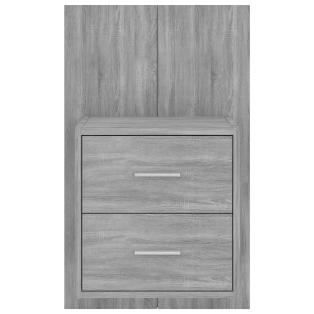 Set di 2 Comodini | Armadio da Notte | Mobiletto da notte a Muro Grigio Sonoma