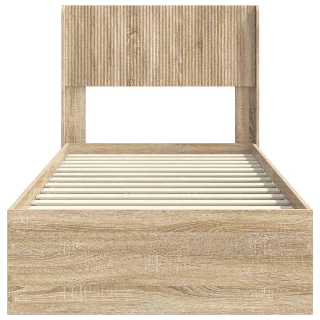 Struttura del letto con stoccaggio e testata-Giroletto con contenitore Rovere Sonoma 974855