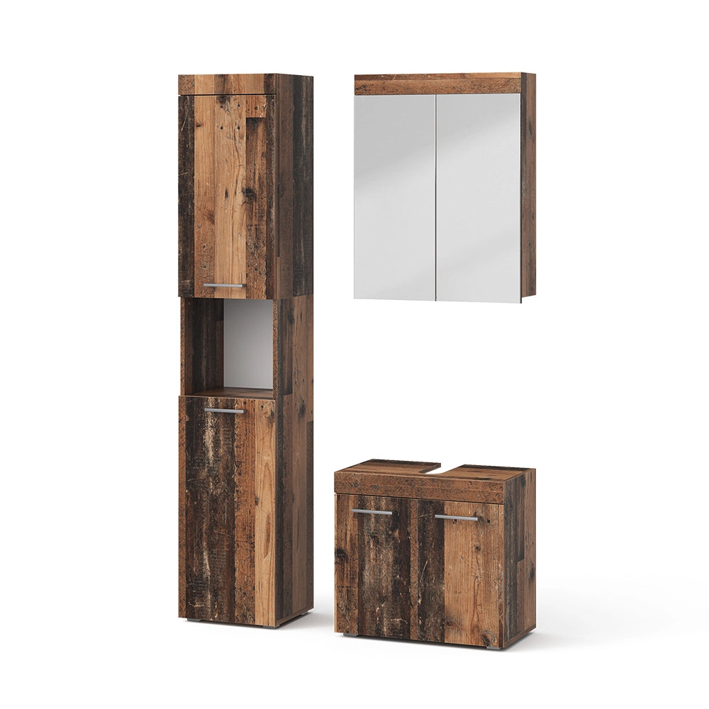 Vicco Set di mobili da bagno Oldstyle 3 parti, con colonna