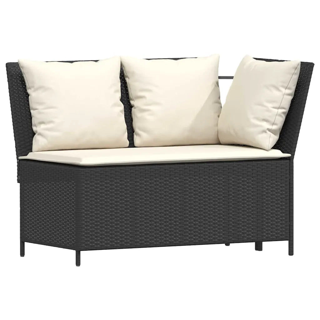 Set Divani da Giardino 5 pz con Cuscini in Polyrattan Nero 3365345