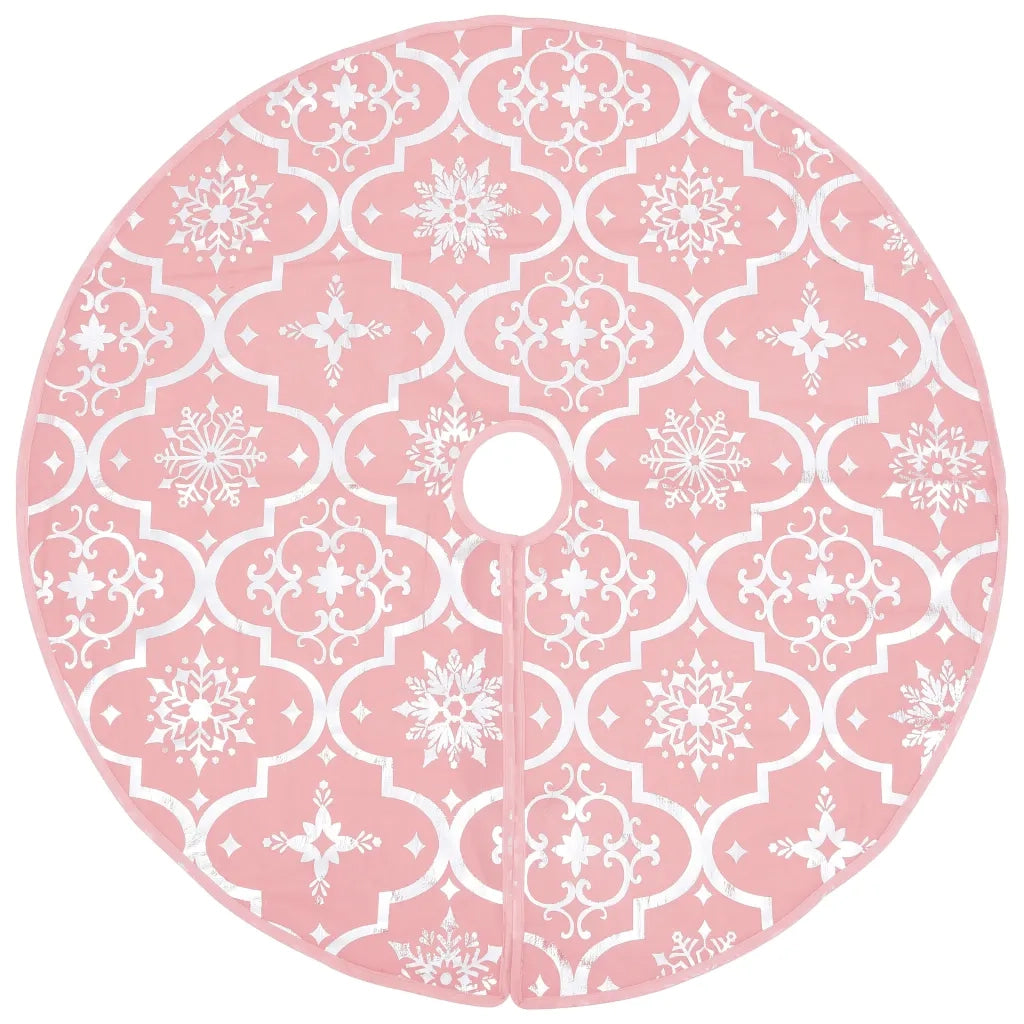 Gonna Albero Natale Raffinata con Calza-Decorazioni natalizie Rosa Tessuto 150 cm