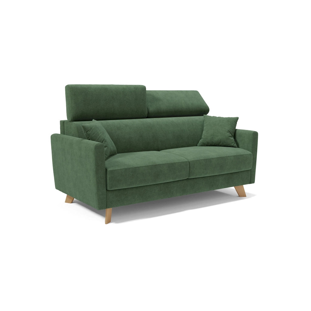 Francy Divano letto matrimoniale con poggiatesta regolabili in tessuto impermeabile e smacchiabile T17 200 cm (mat. 160x197) verde