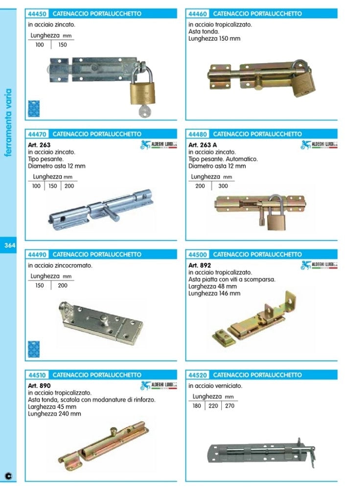 12pz chiavistello portalucchetto 150 mm cod:ferx.12745