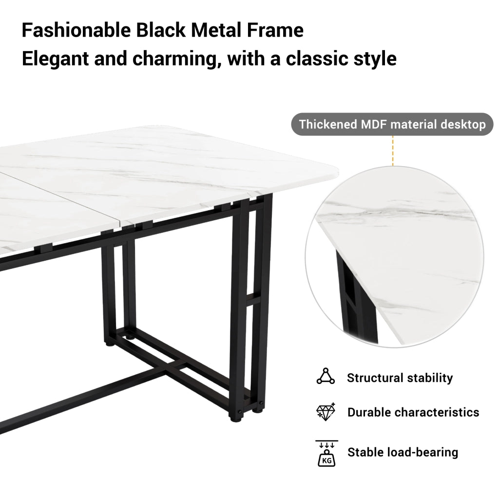 Tavolo da Pranzo Rettangolare ¨C Xylo ¨C Nero, Gambe in Metallo, 140x80 cm