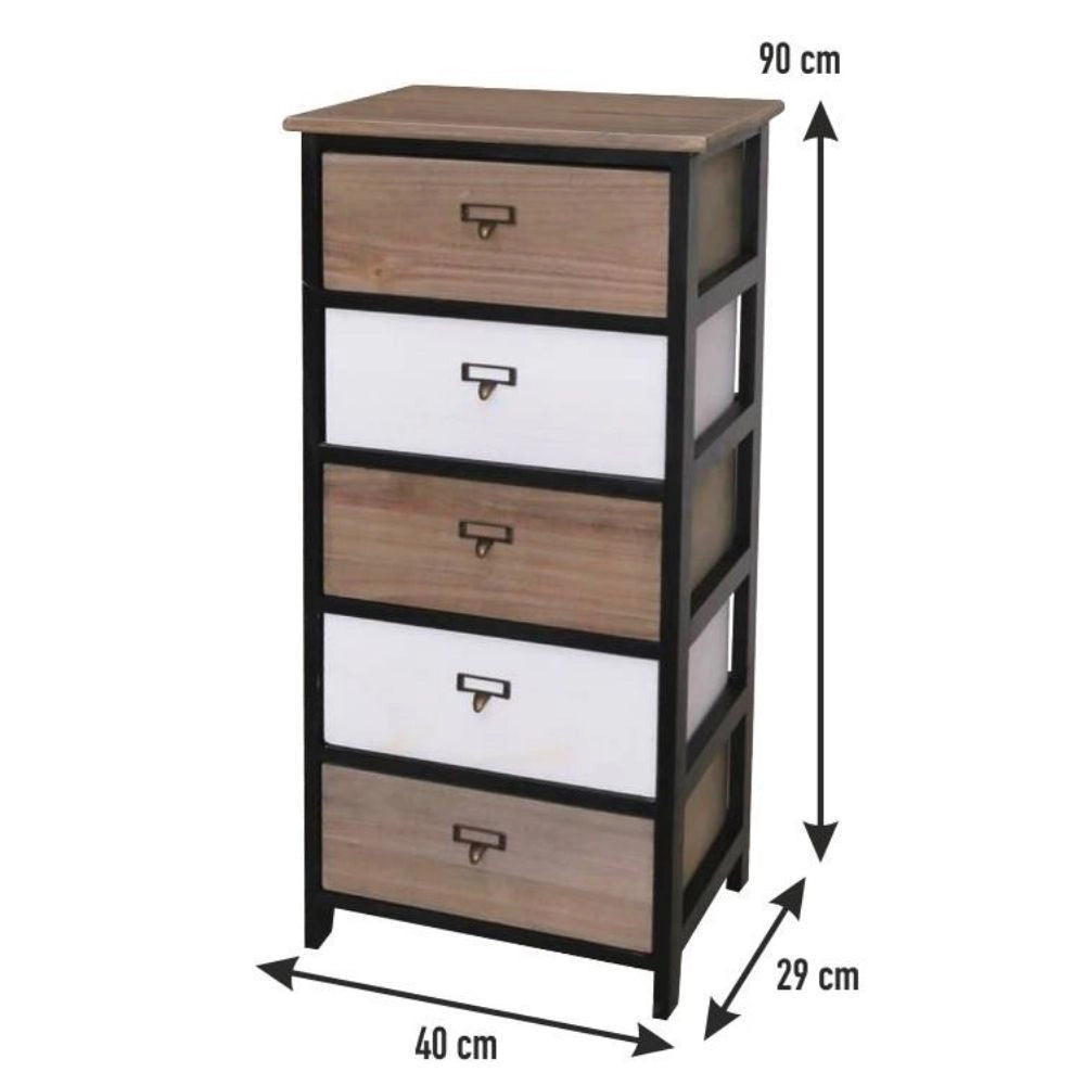 Cassettiera 40x29x90 cm 5 cassetti