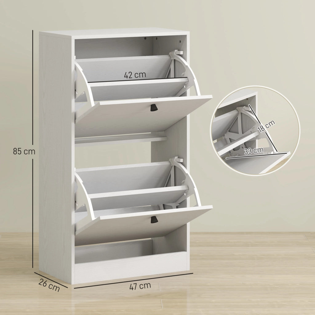 Scarpiera con Cassetti e Ripiani ¨C Minimal ¨C 47x26x85 cm Bianco Veteato