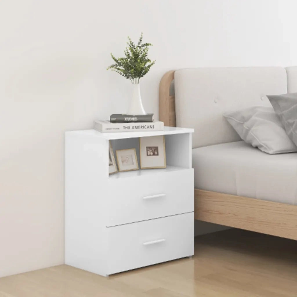 Set di 2 Comodini | Armadio da Notte | Mobiletto da notte Bianchi 50x32x60 cm