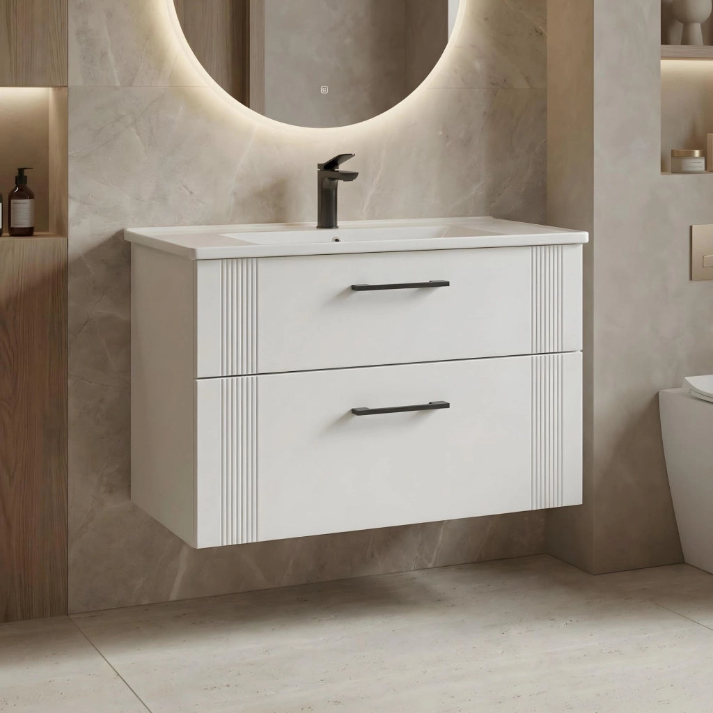 Mobile lavabo "Bari 85 v2" - 85 x 45 x 55 cm - Bianco opaco