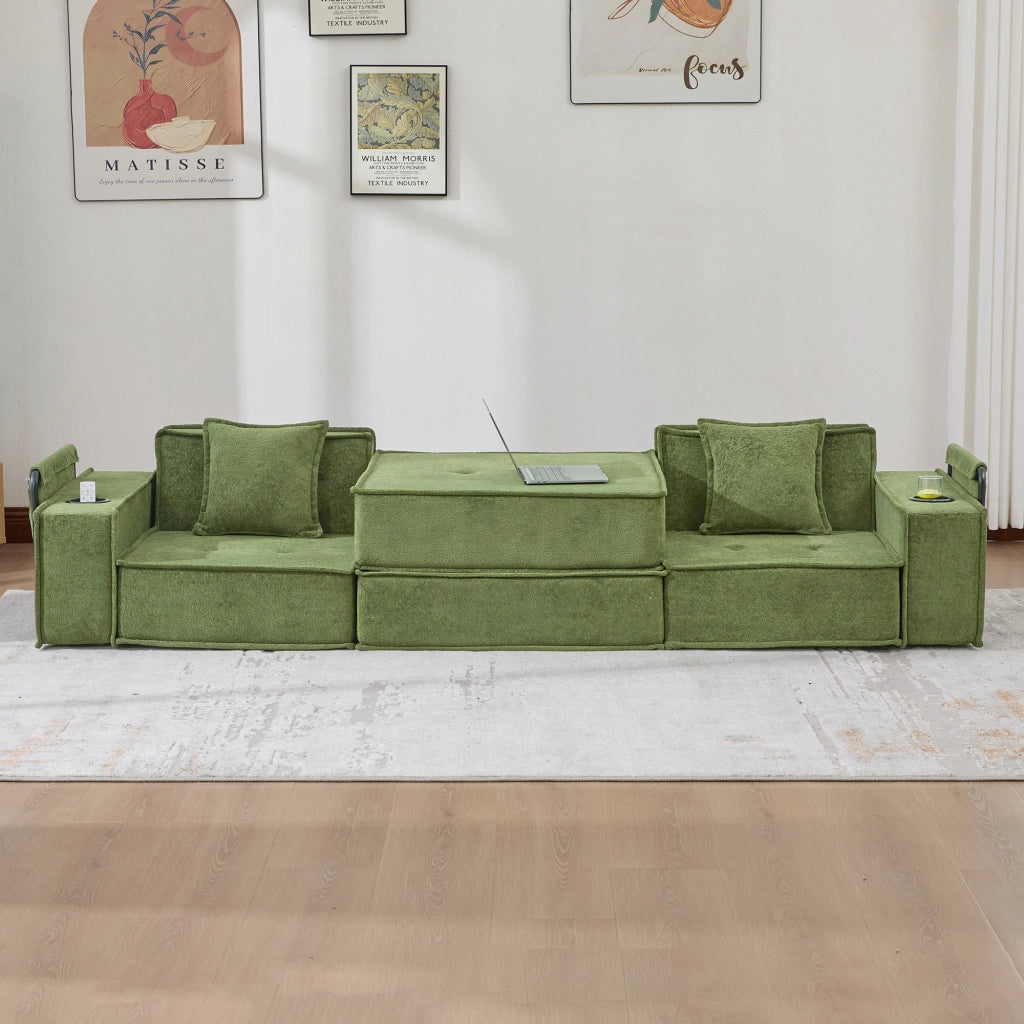 Divano Letto 2 Posti con Pouf e Contenitore ¨C MINIMAL ¨C Tessuto